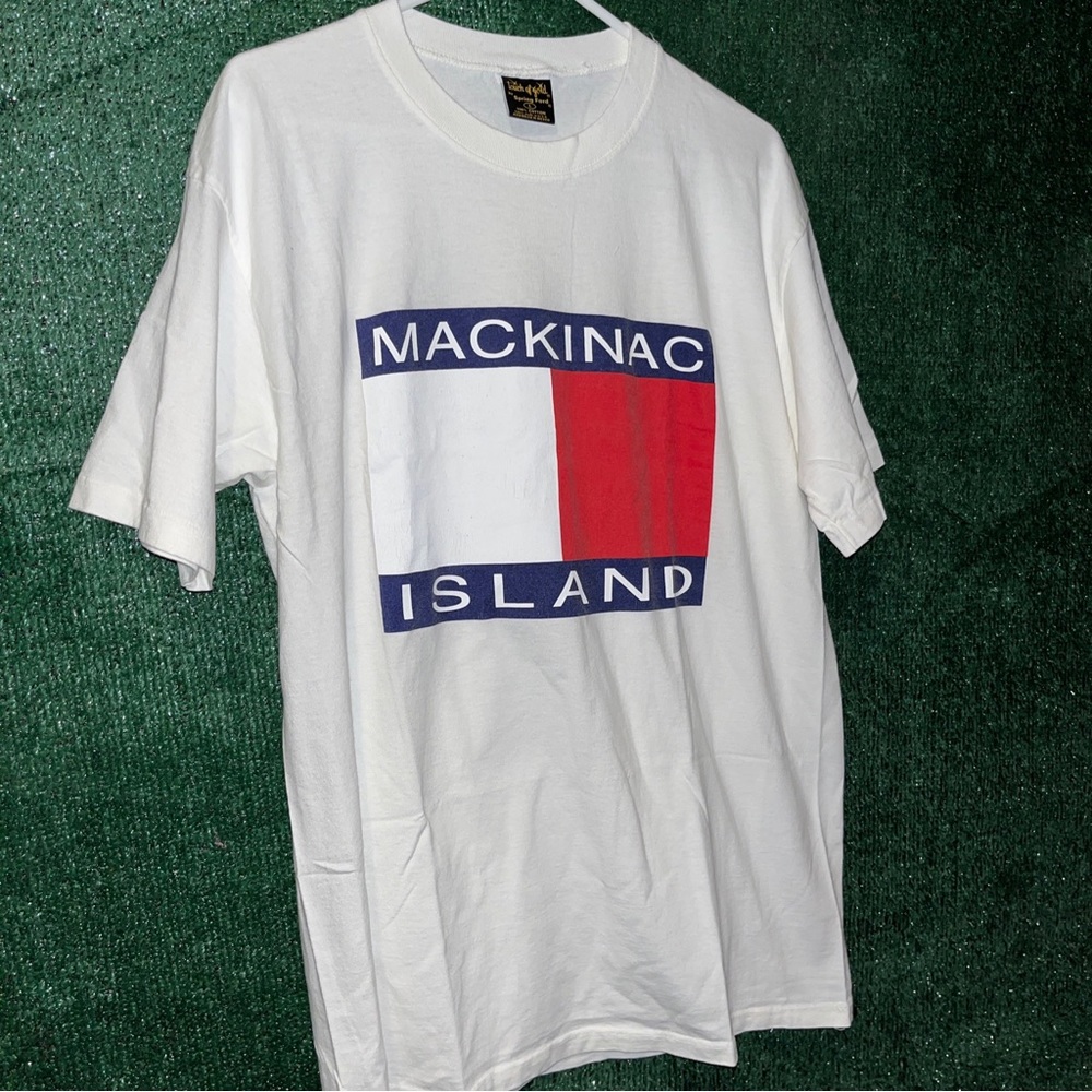 vintage 90s Mackinac Island Tommy Rip Off Shirt L Touch of gold tag Beach Summer